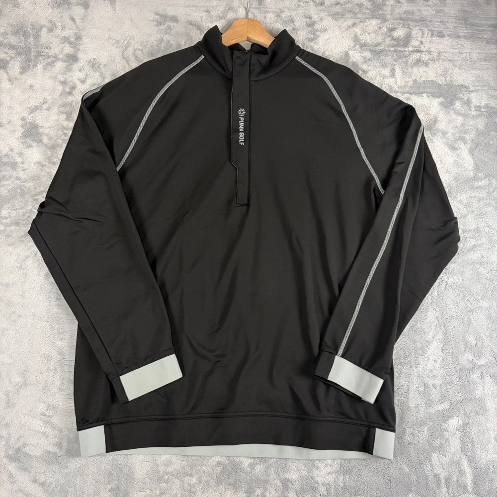 Puma Golf Mens Large Black Pullover 1/2 Zip Warm Cell Performance Jacket